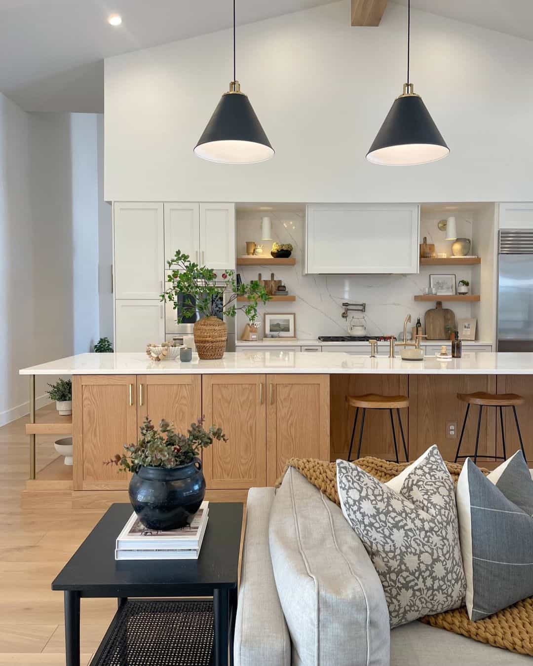 Wood Island Separating Kitchen and Living Room Soul & Lane