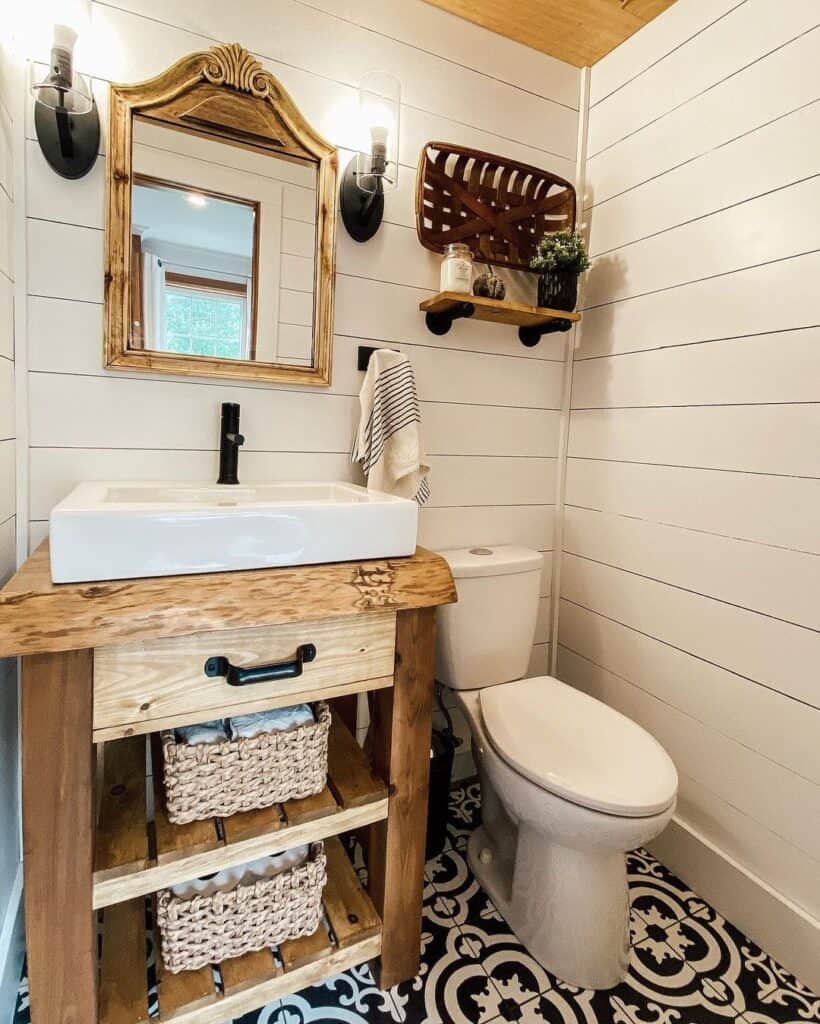 Wood Vanity for Farmhouse Half Bath