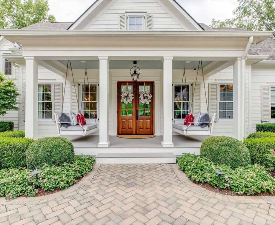 Wooden Double Entrance Door with Porch