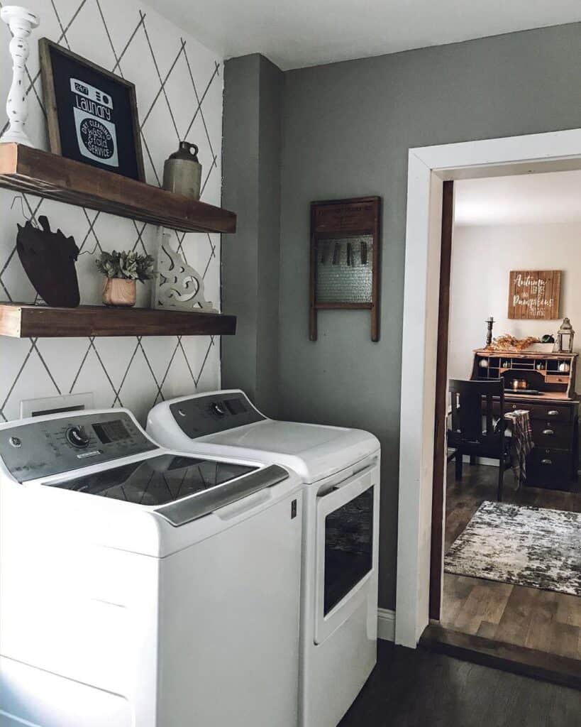 Accent Wall in Contrasting Laundry Room Soul & Lane