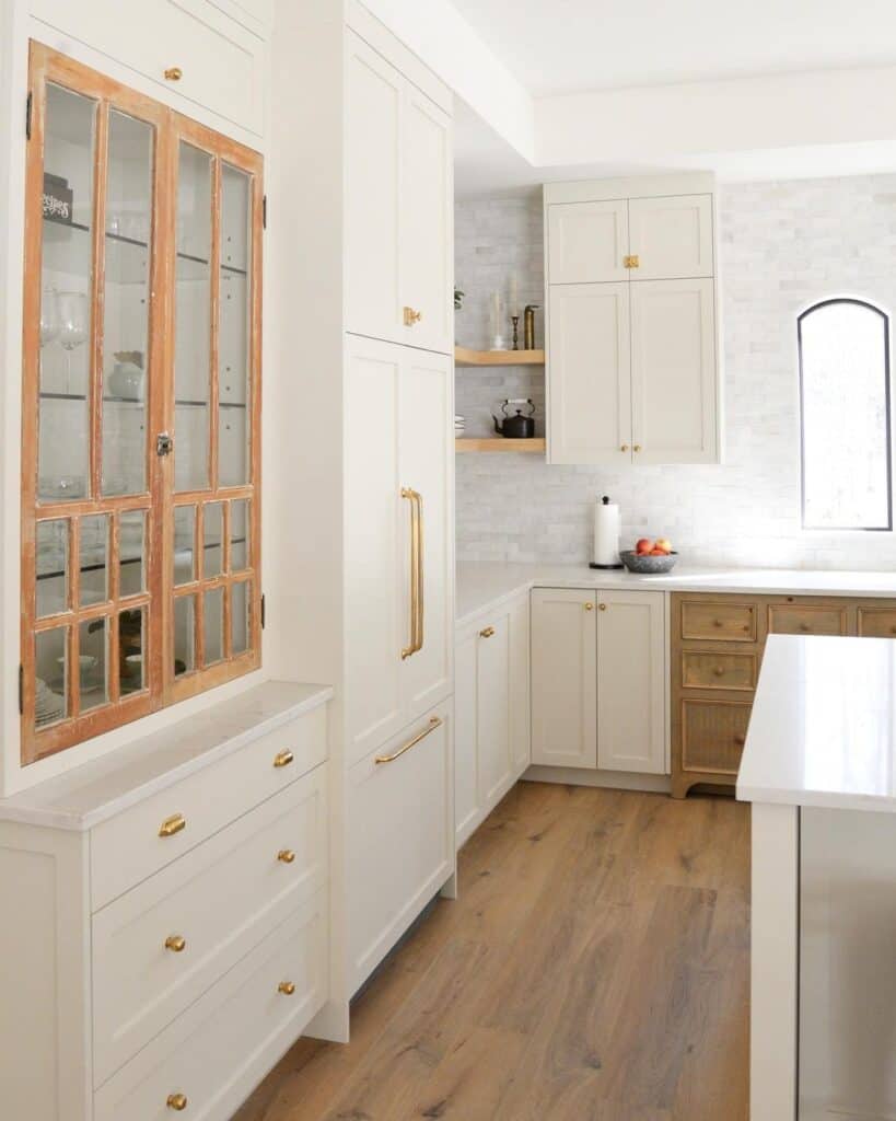 Arched Window in Wood and White Kitchen