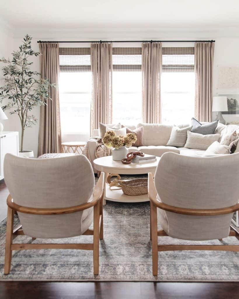 Beige Curtains for Farmhouse Living Room