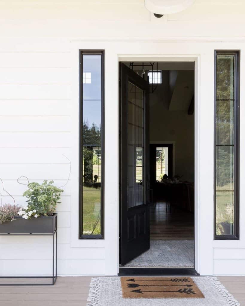 Black Door with Sidelights on a White House