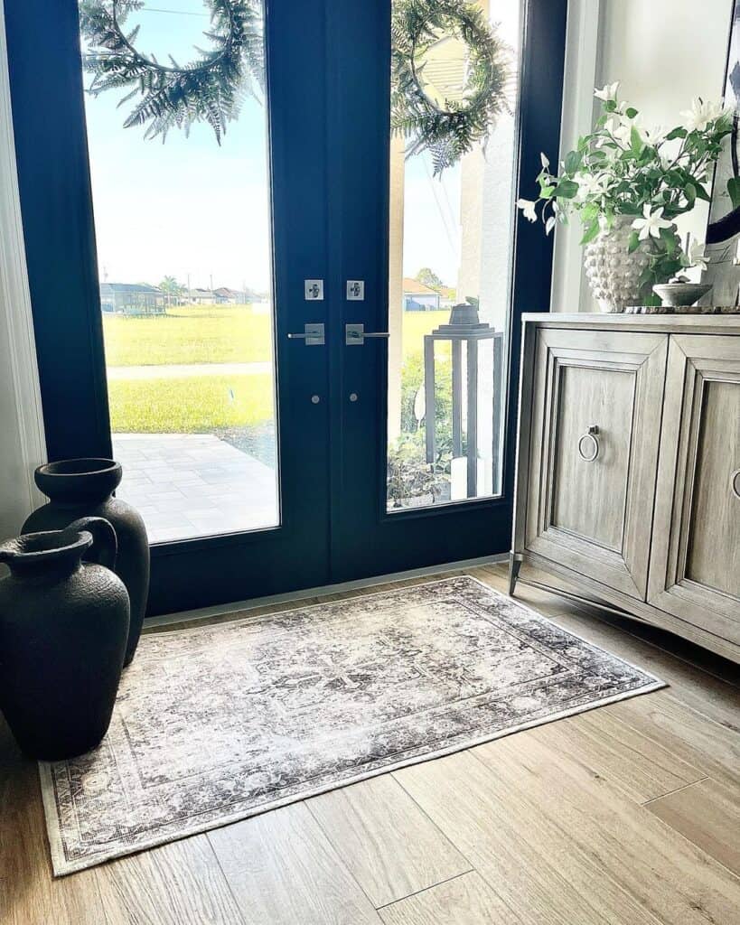 Black Double Entryway Doors with Glass