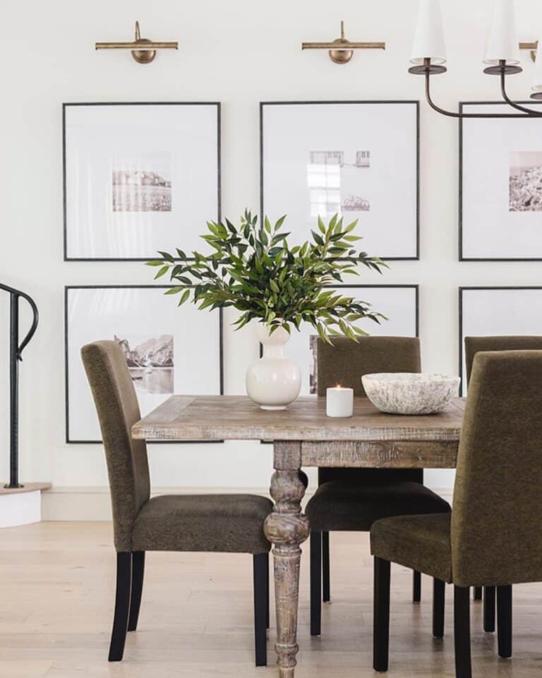 Black Frame Gallery Wall in Dining Room