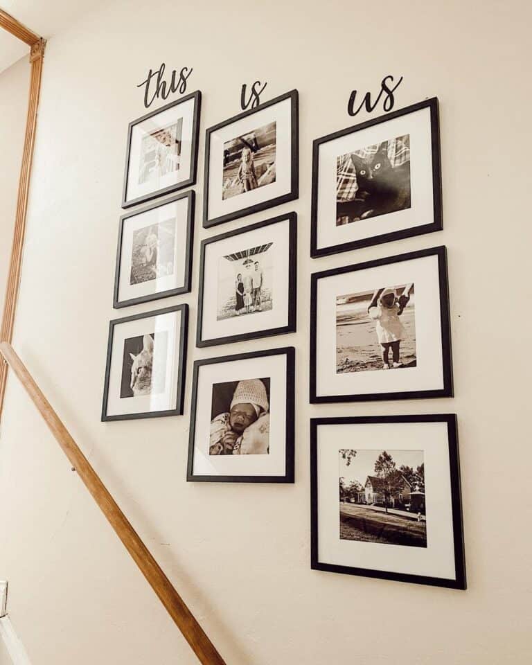 Black Frame Wall Gallery for Staircase