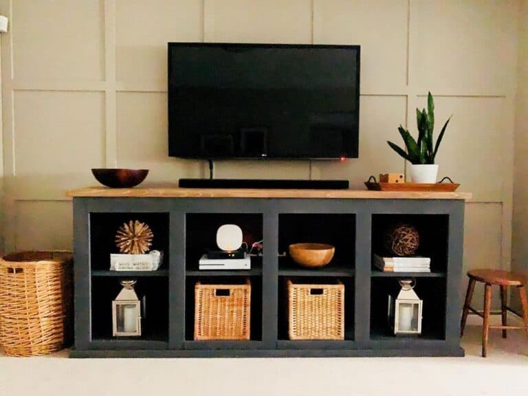 Black Media Console With Neutral Wall