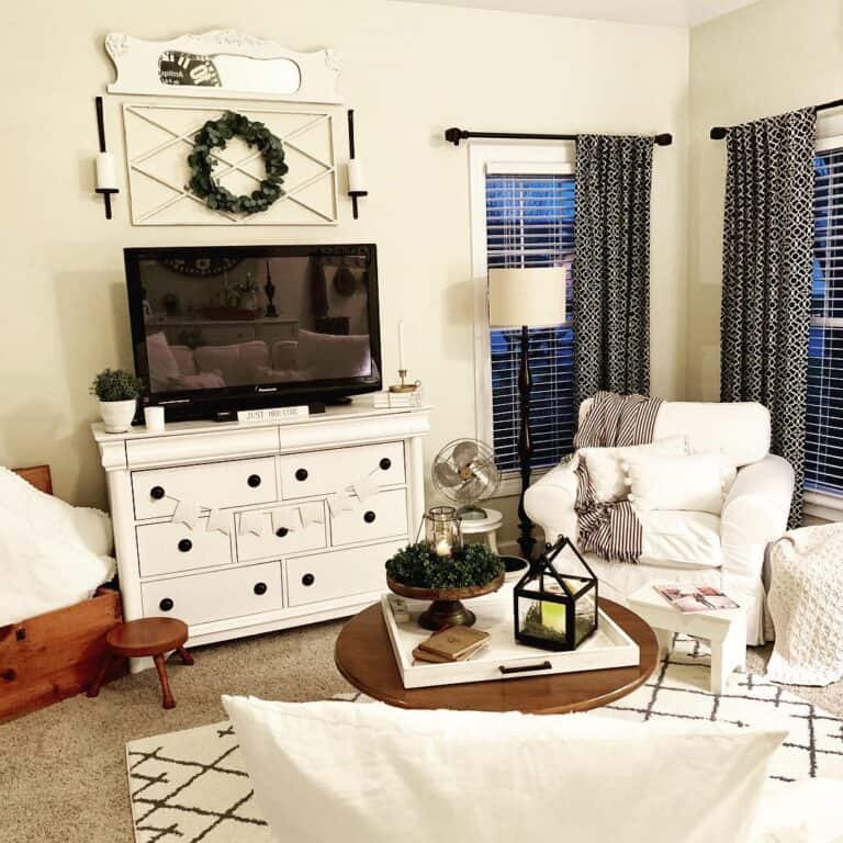 Black and White Farmhouse Curtains Living Room