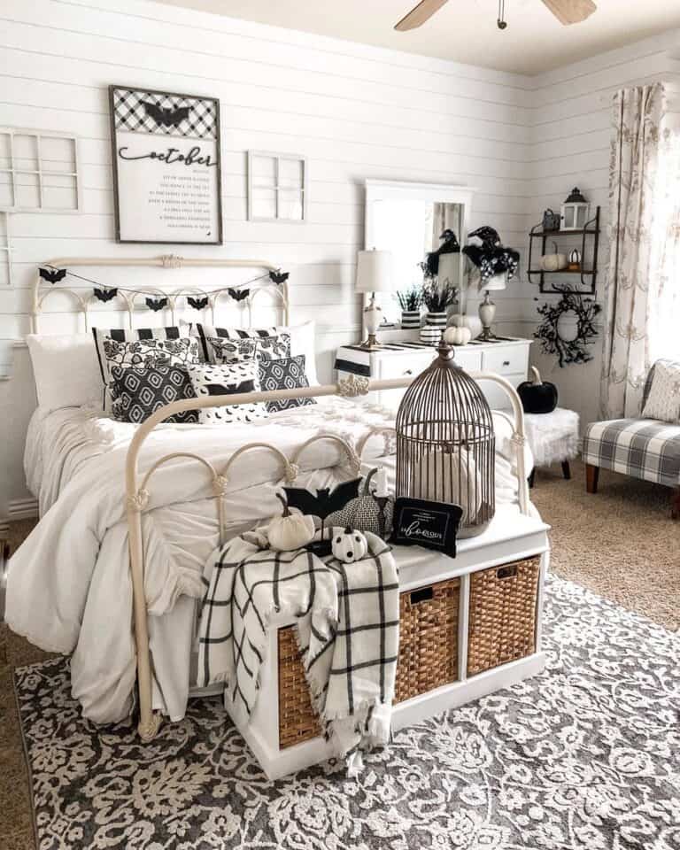 Black and White Halloween Bedroom Decor