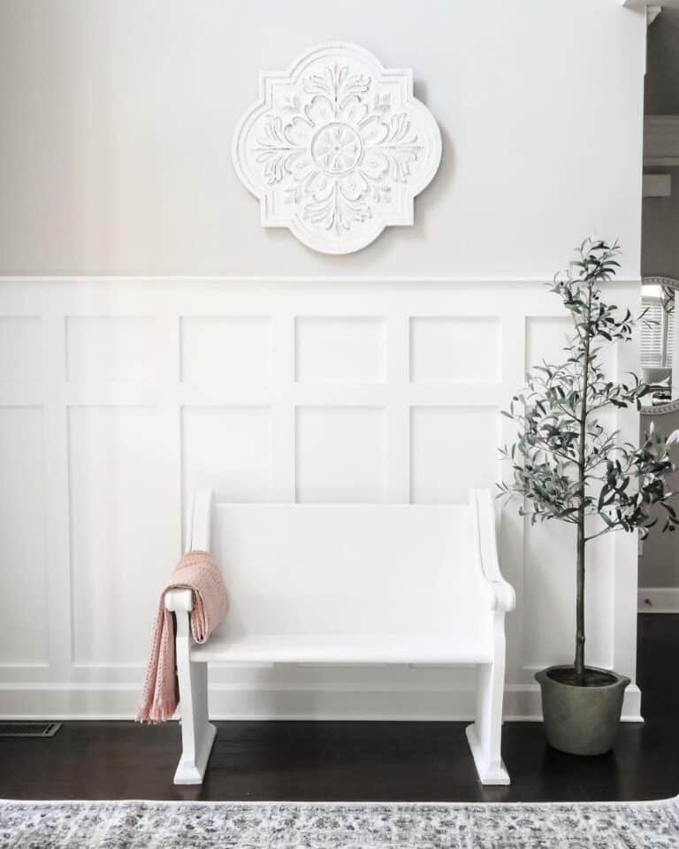 Board and Batten Wall in White Entryway