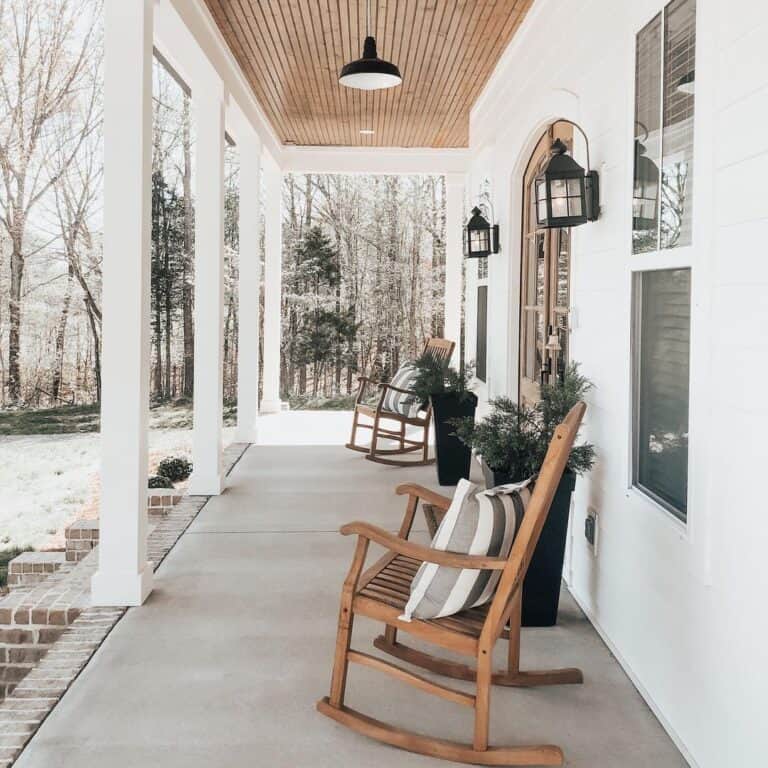 Brick Stairway to White Column Porch