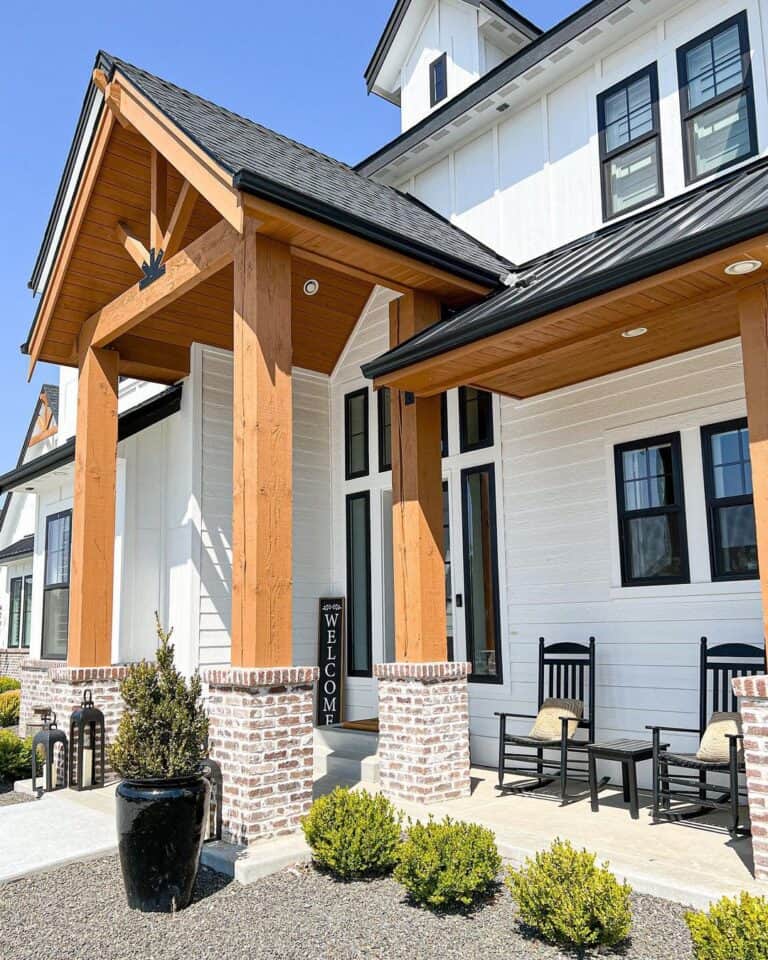 Brick and Wood Front Porch Columns