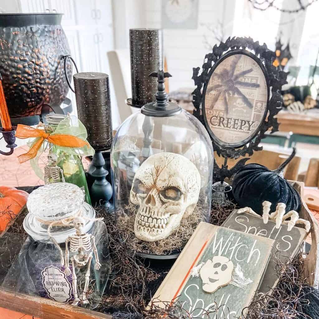 Cauldron and Skull Halloween Centerpiece