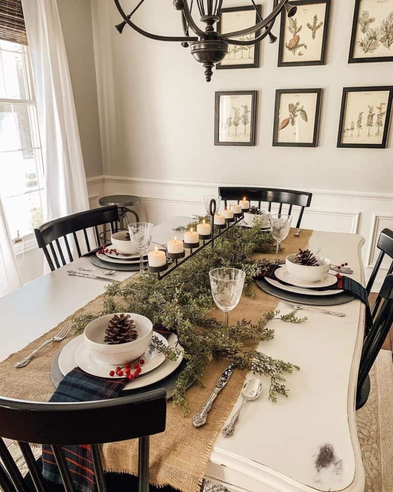 Christmas Dining Room with Gallery Wall