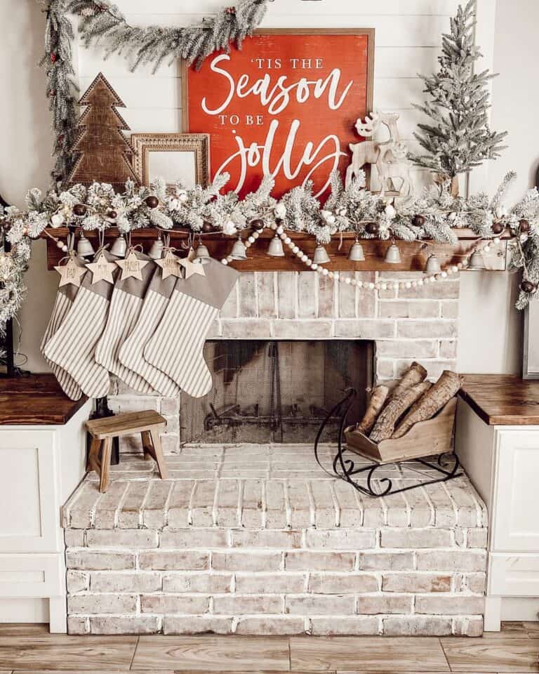 Christmas Theme with Flocked Mantle Garland