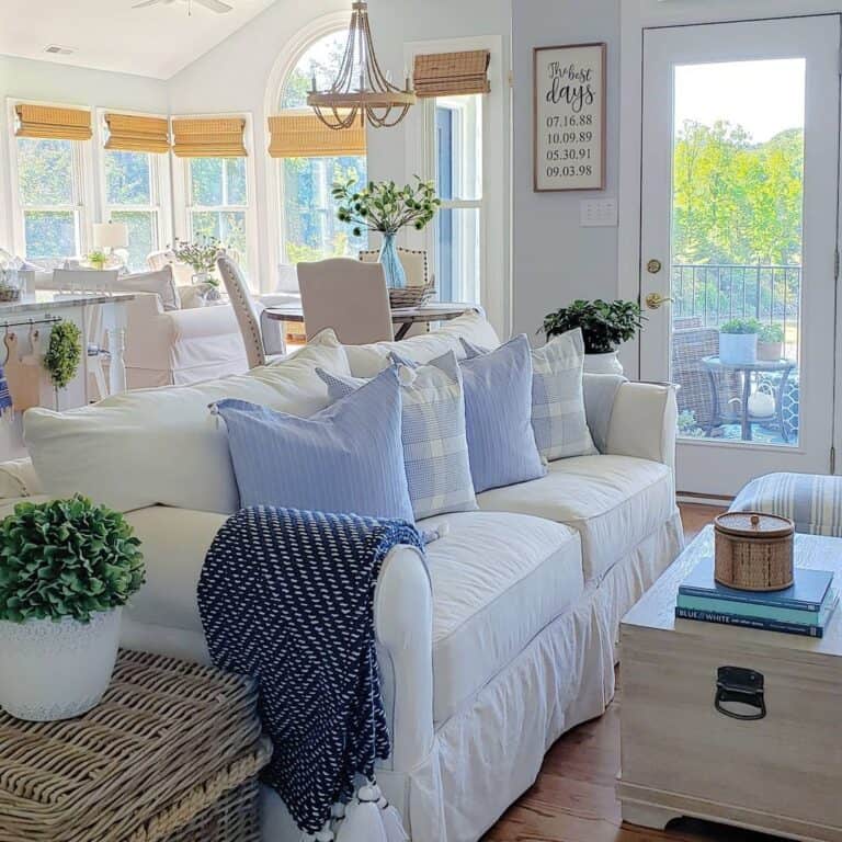 Dark Blue Throw Blanket for White Couch