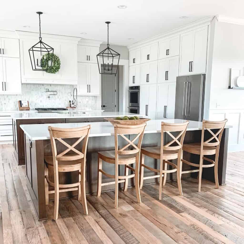 Double Island Kitchen with Cross Back Chairs