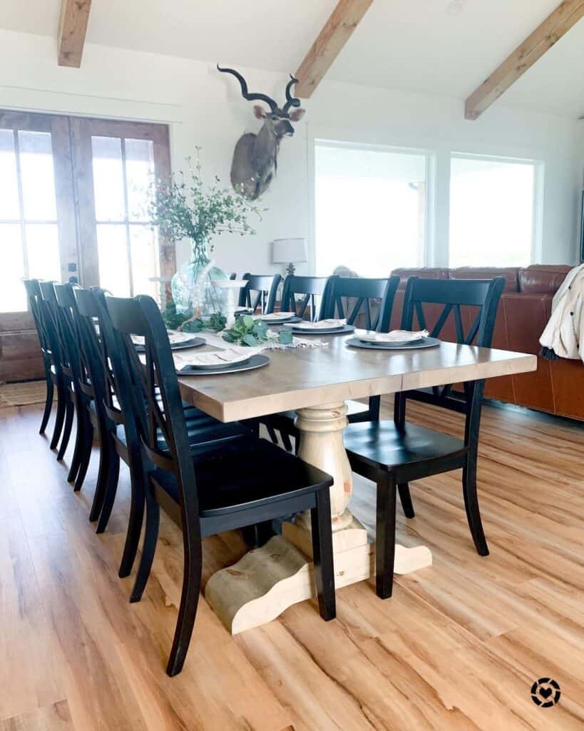 Double Pedestal White Oak Dining Table