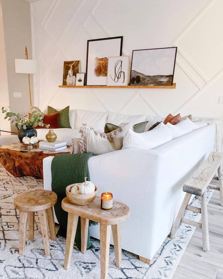 Earth Tones in Asymmetrical Living Room