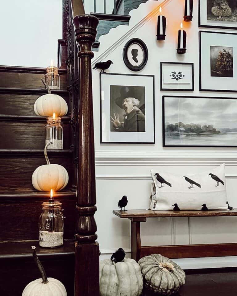 Entryway with Halloween Crow Decor