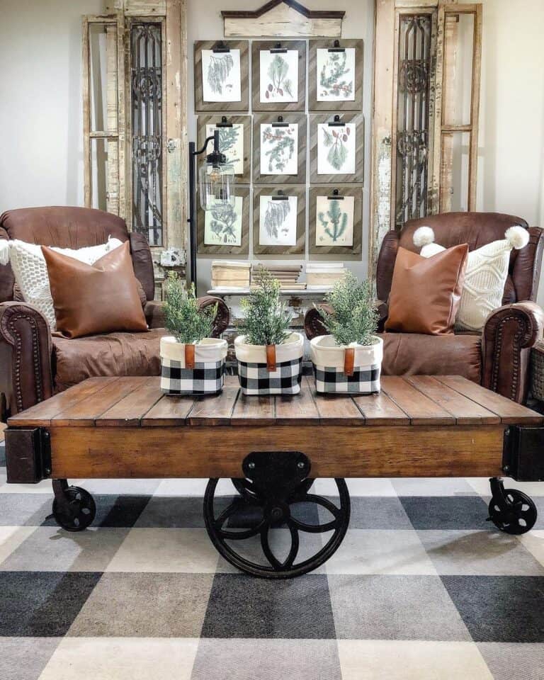 Factory Cart Coffee Table Centerpieces