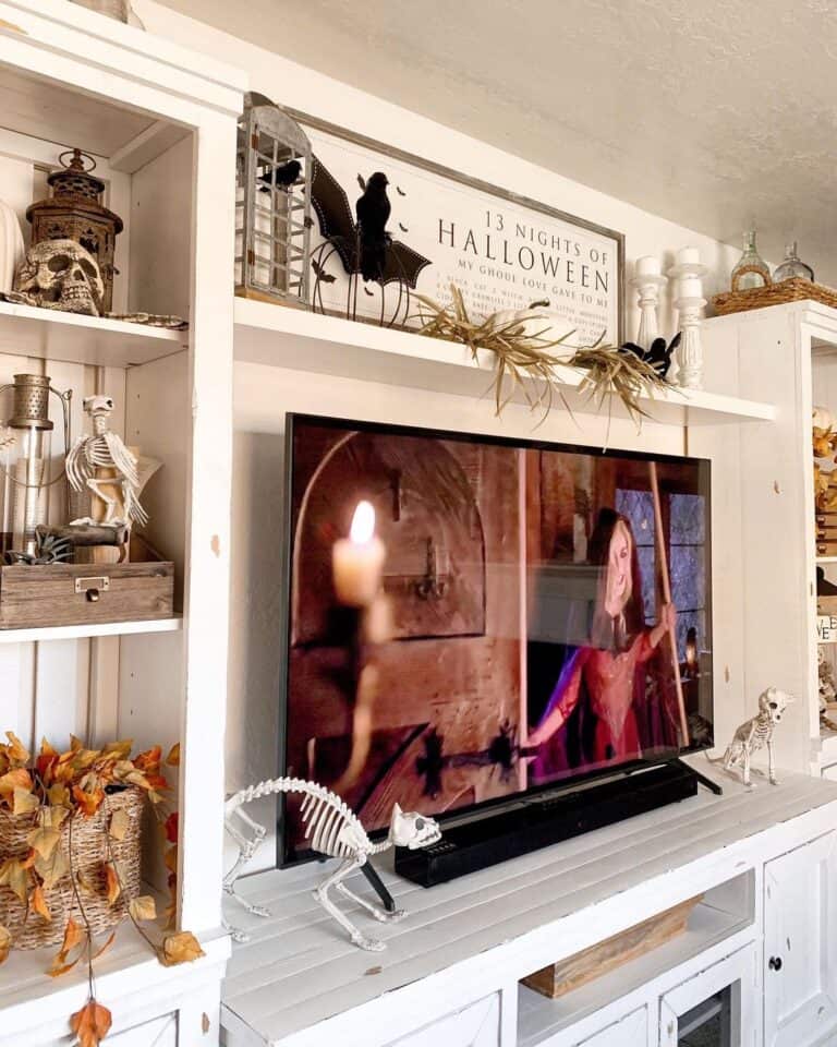 Fall Decorated Entertainment Center