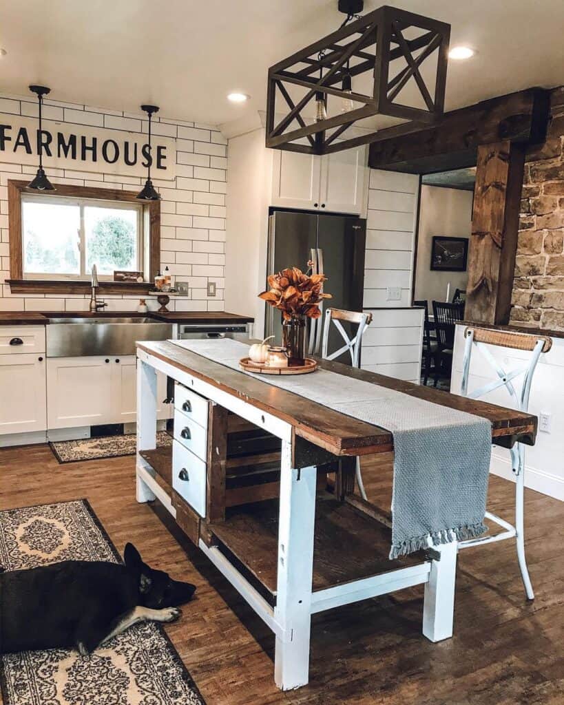 Farmhouse Kitchen with Fall Centerpiece on Island