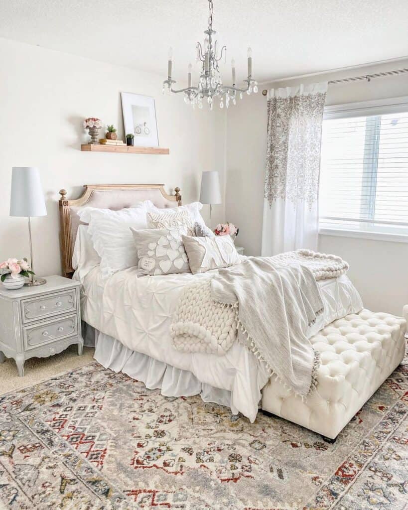 Floating Shelf Above Bed in Elegant Bedroom