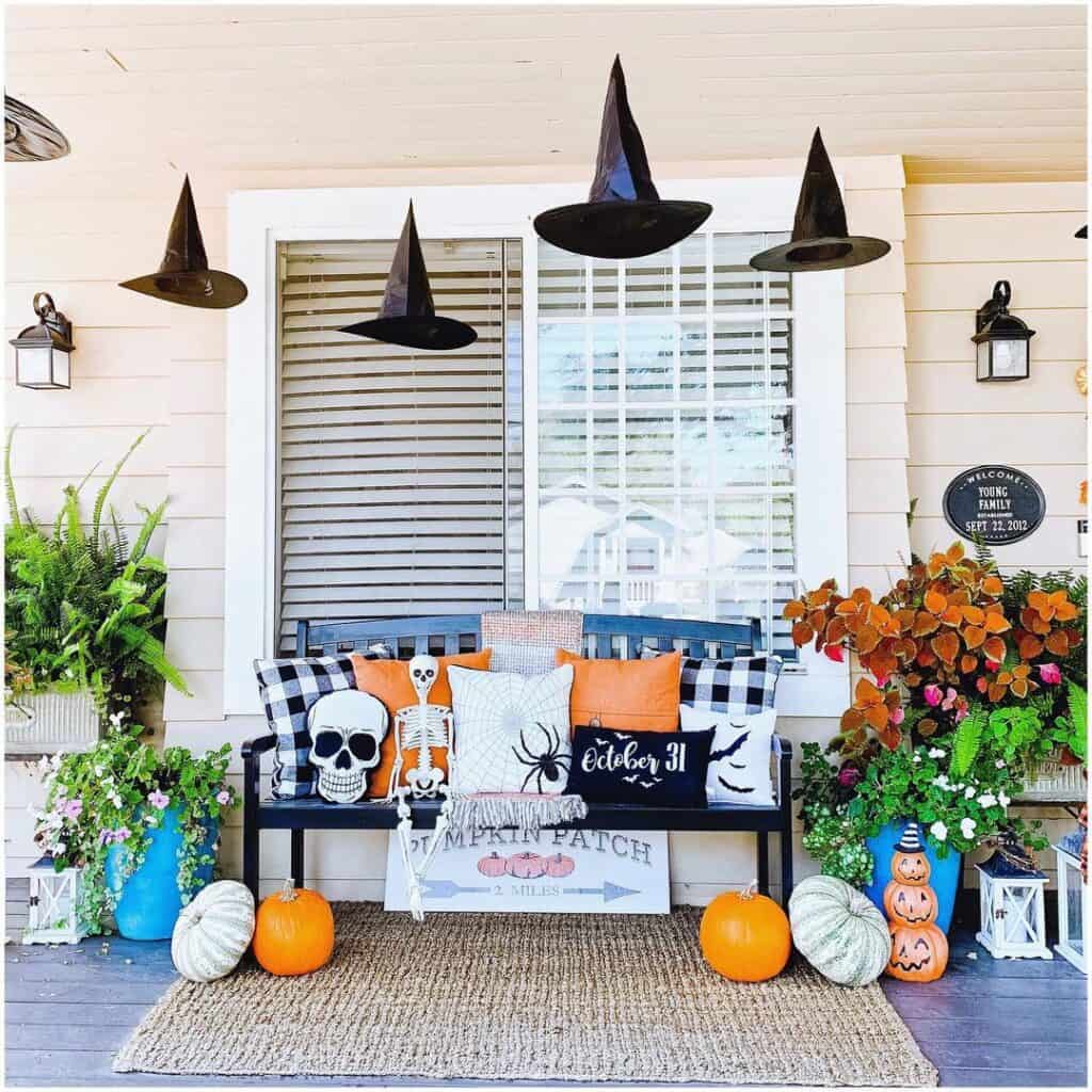 Floating Witches' Hats Halloween Window Decorations