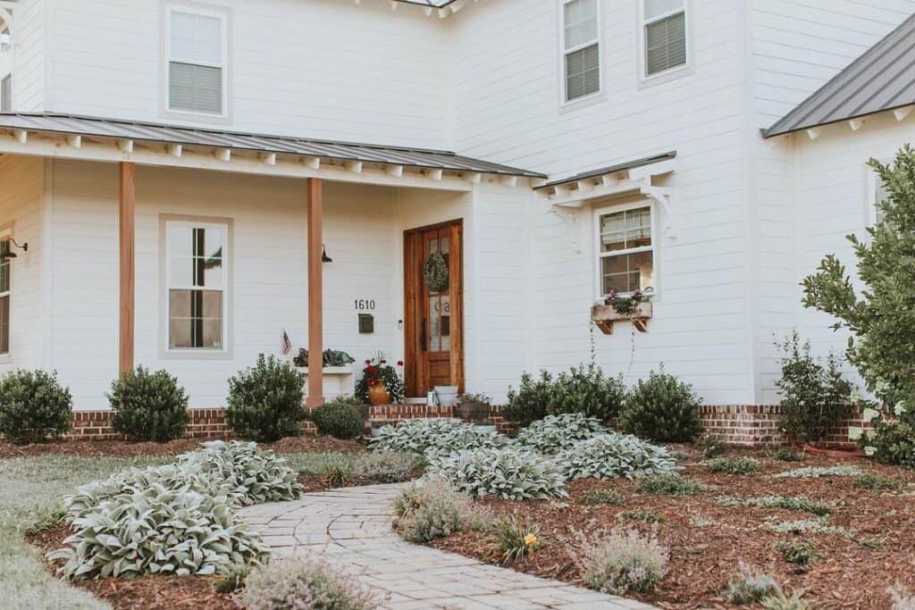Front Door Plants Along a Walkway