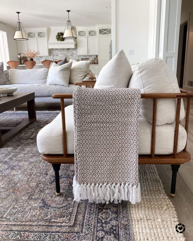 Geometric Throw Blanket in White Living Space