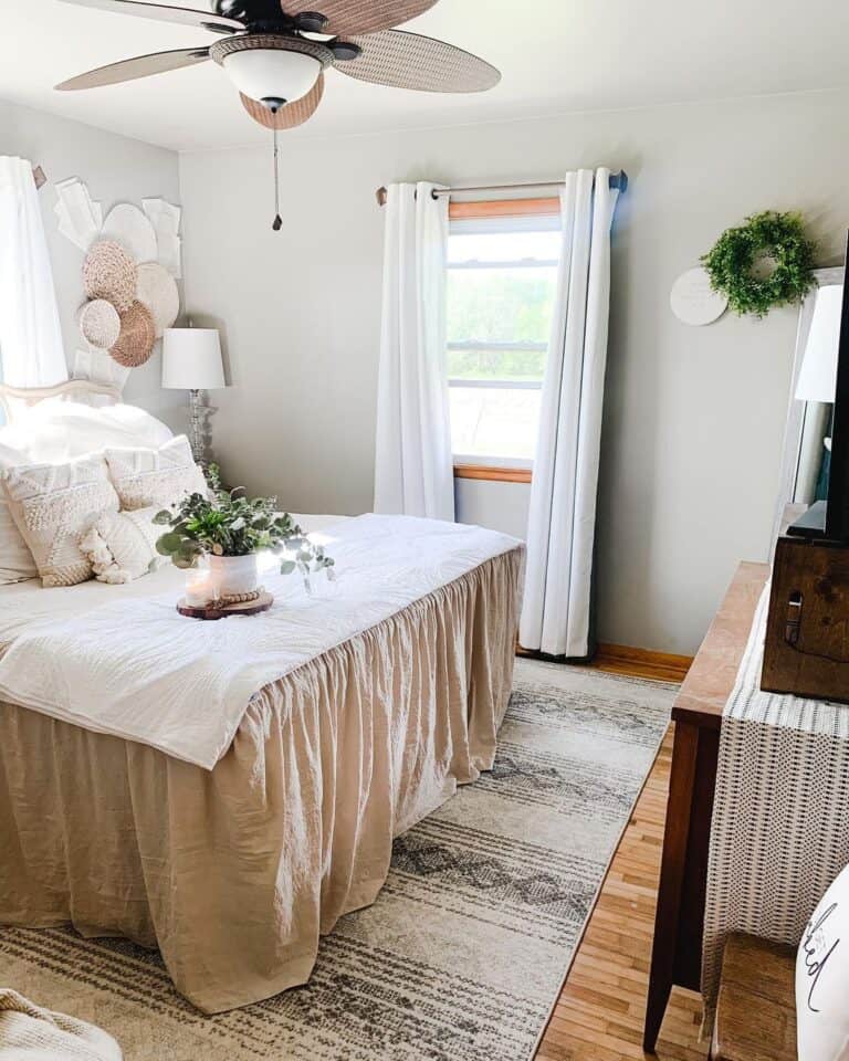 Gold Bedspread with White Coverlet