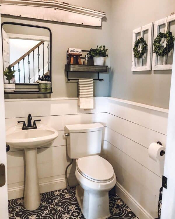 Gray Metal and Black Over Toilet Shelf Soul & Lane