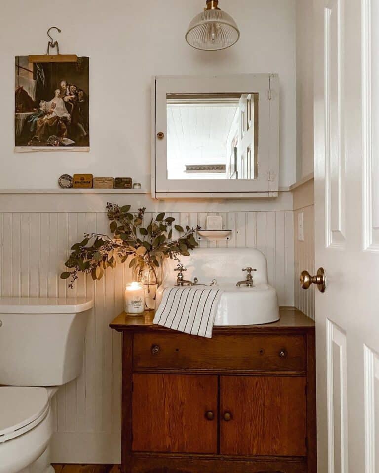Gray Painted Wood Medicine Cabinet