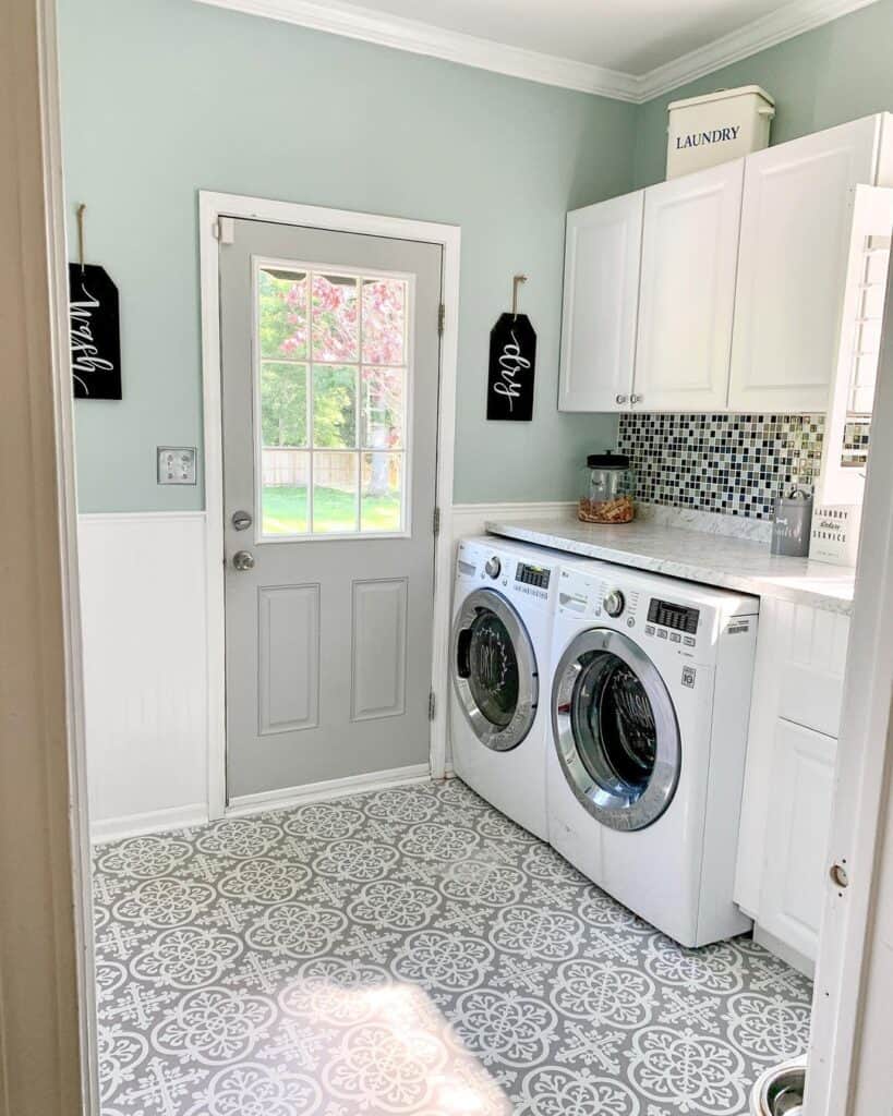 Gray and Glass Door for Laundry Room