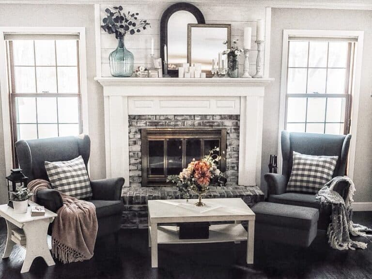Gray and White Fireplace Sitting Area