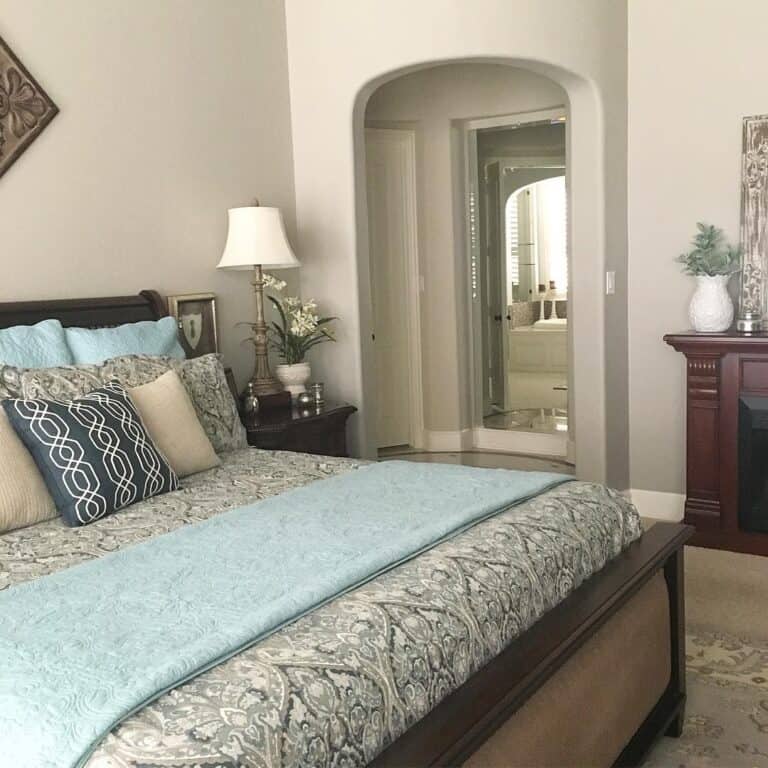 Grey Paisley with Light Blue Bedding