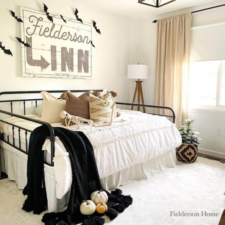 Halloween Bedroom with Mini Skeleton