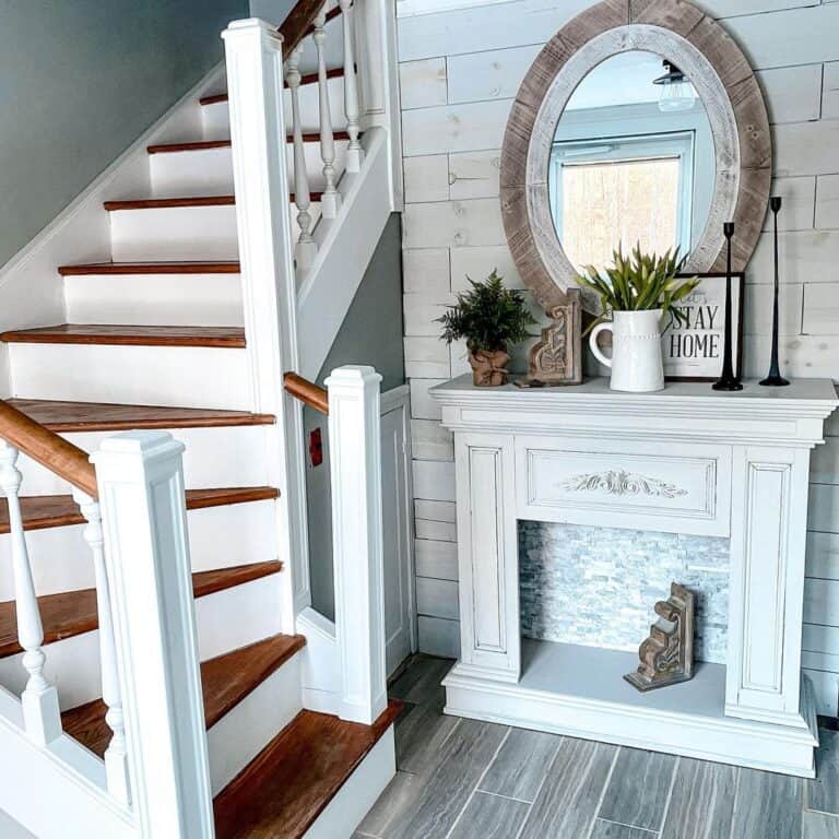 Hardwood Stair Treads with White Risers