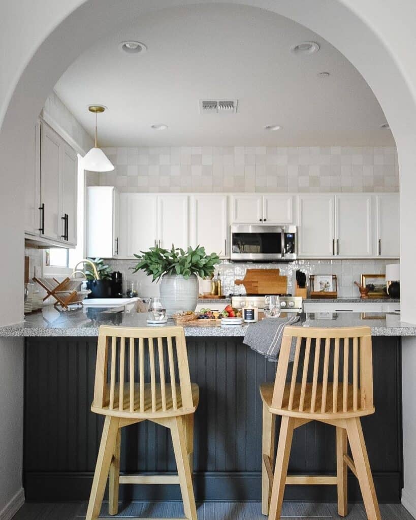 Kitchen Countertop with Archway Seating Area