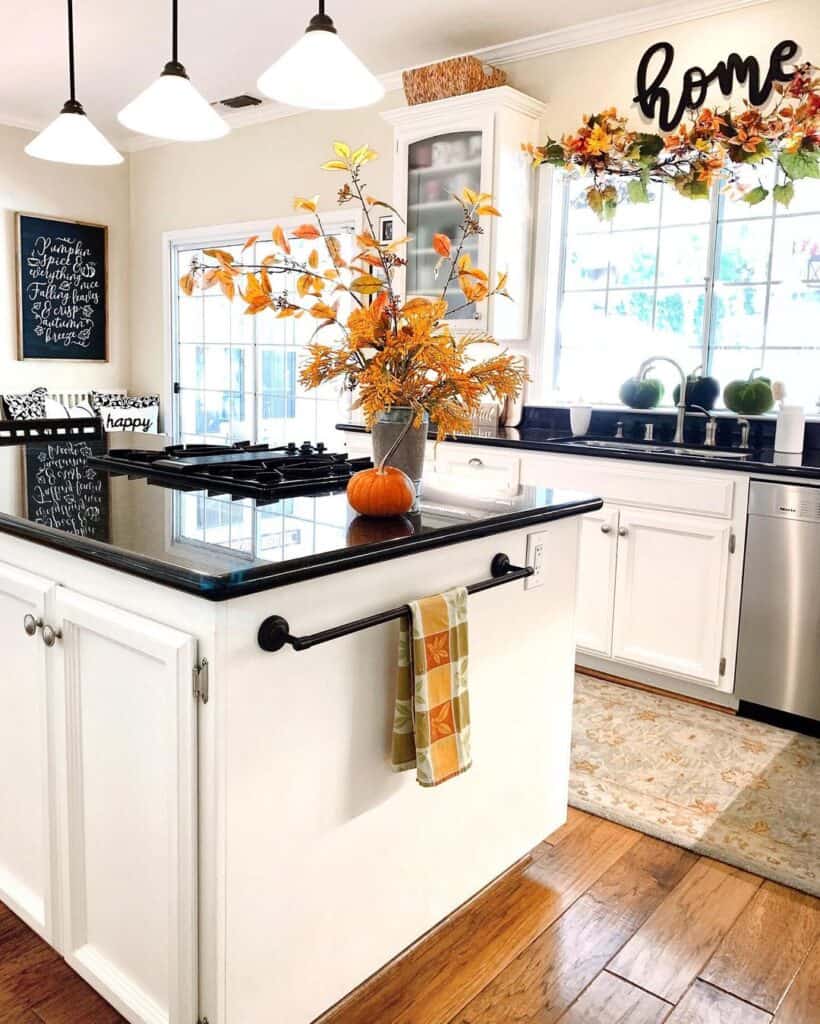 Kitchen Island Decorated with Fall Décor