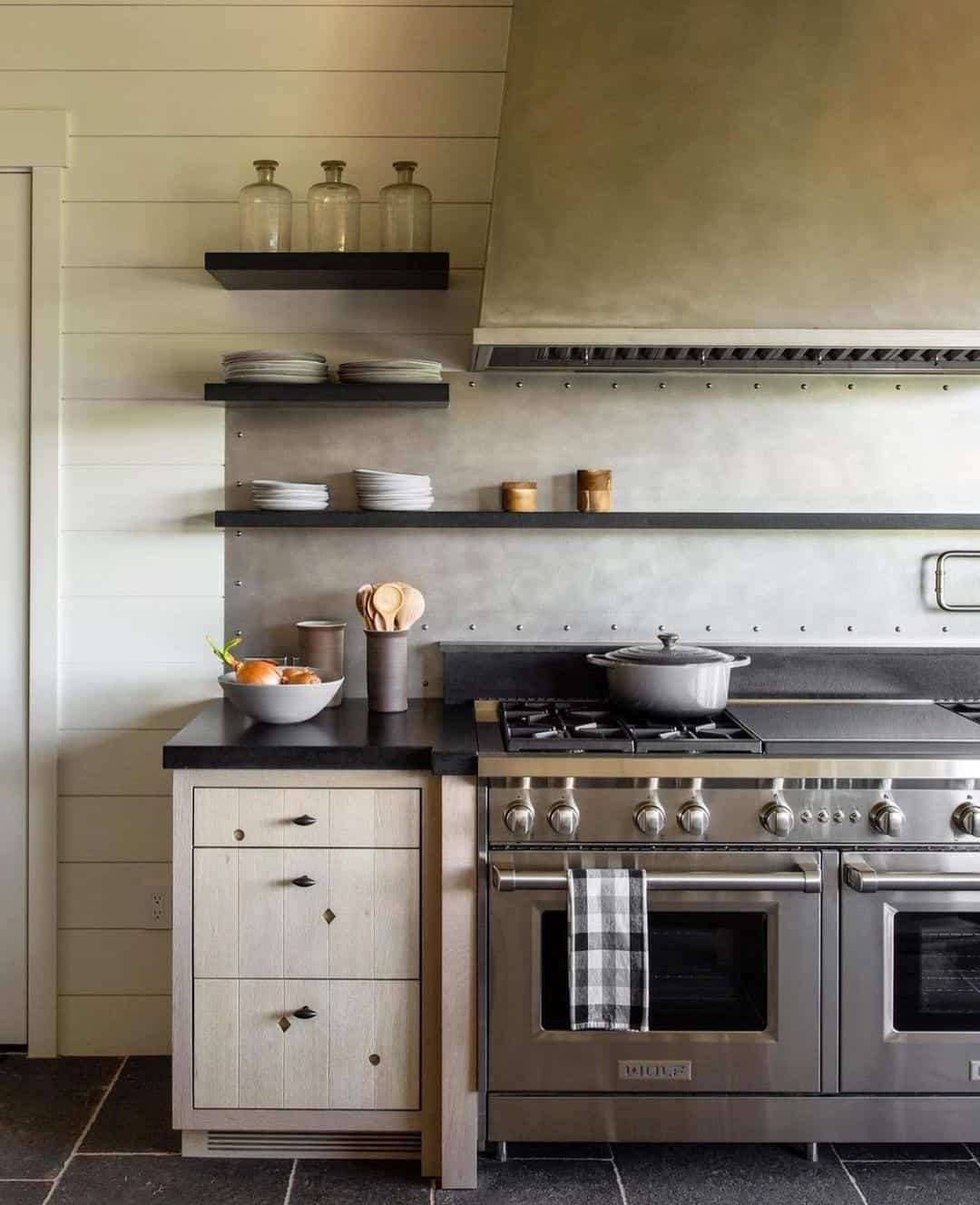 Kitchen with Black Floating Shelves Soul Lane