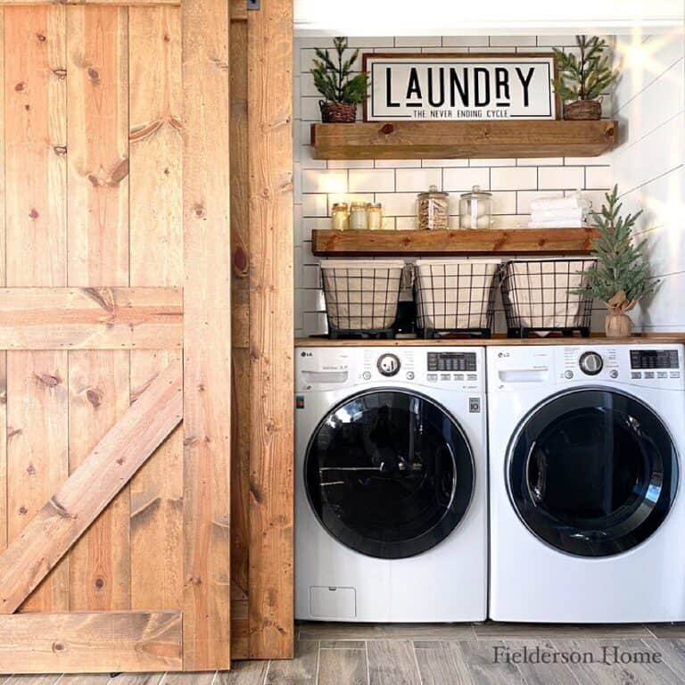 Laundry Closet with Sliding Barn Doors