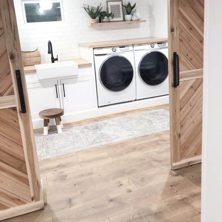 Laundry Room with Butcher Block Countertop
