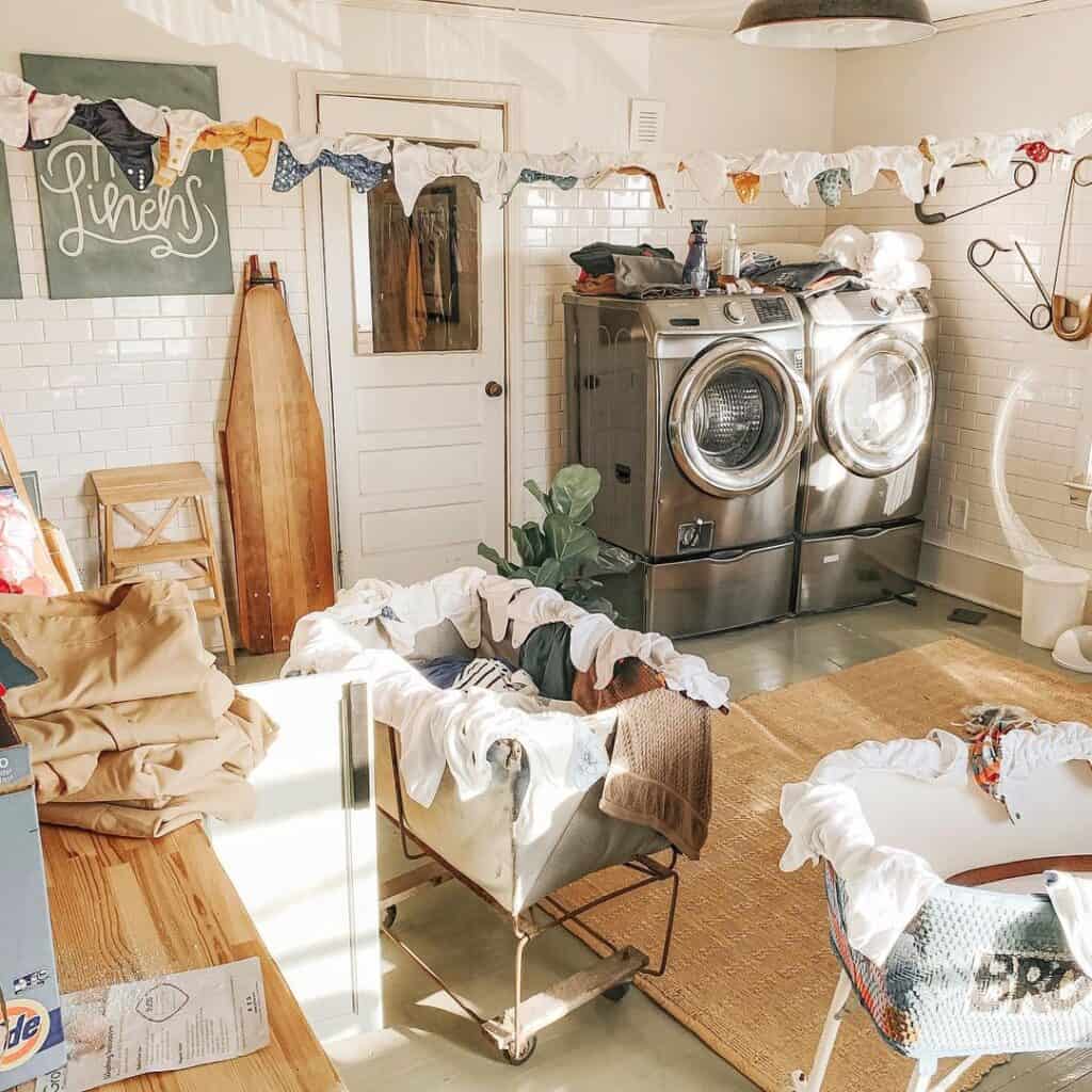 Laundry Room with Tan Area Rug