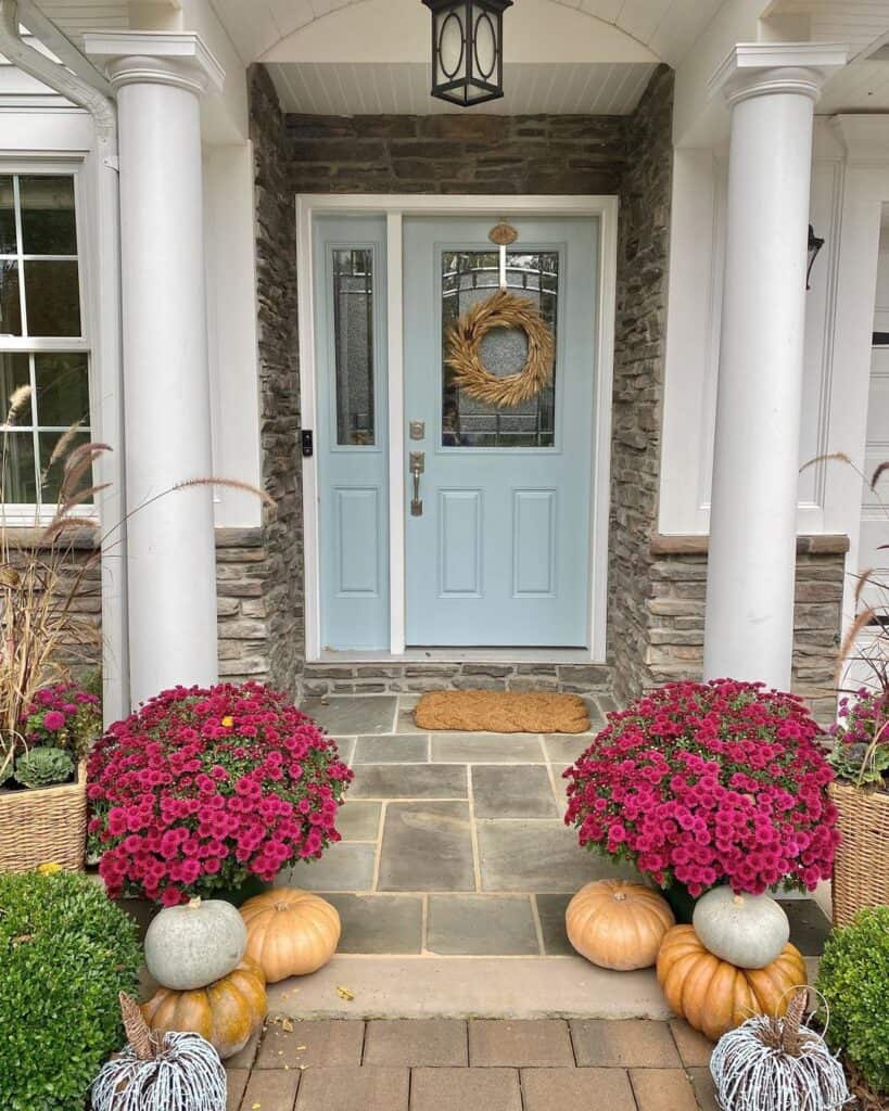 Light Blue Front Door with a Sidelight
