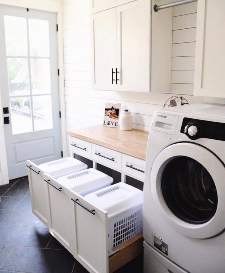 Light Gray Laundry Room Door with Glass