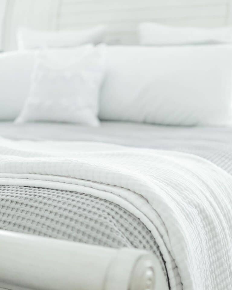 Light Grey Bedspread with White Coverlet