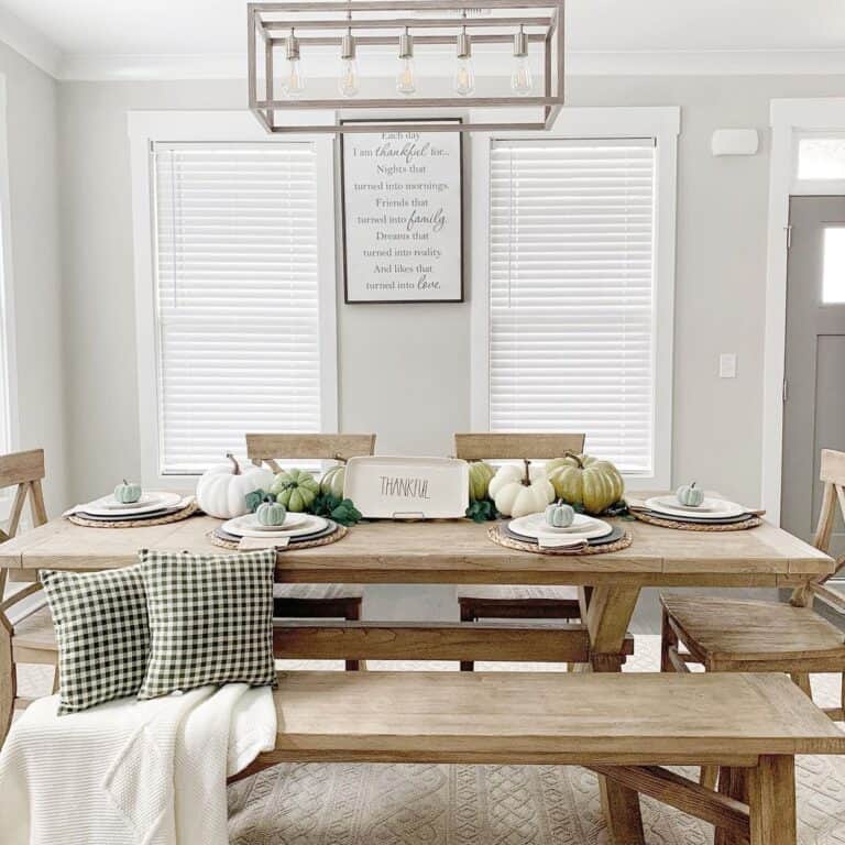 Light Grey Painted Dining Room with White Trim