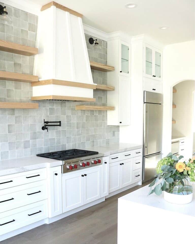Light Wood Floating Shelves for Kitchen